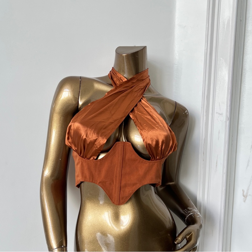 Satin Halter Top in Rust